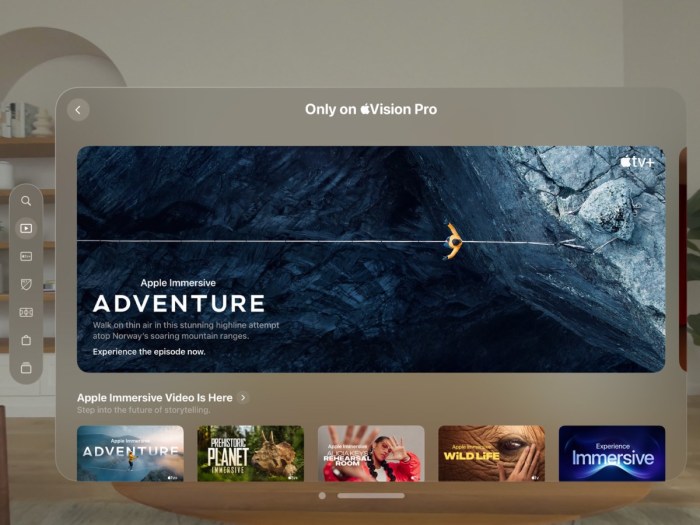 Apple immersive video new content vision pro