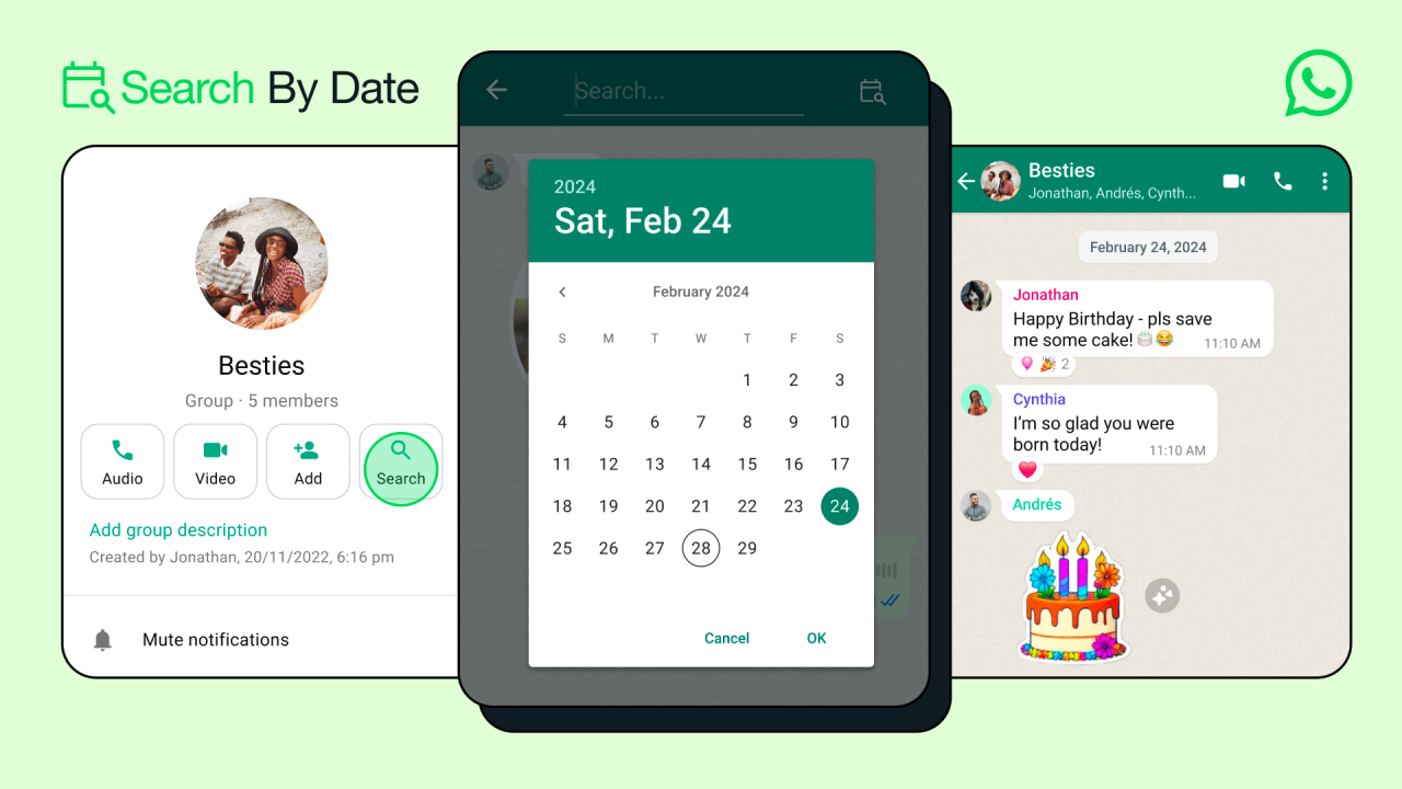 Whatsapp now lets you search conversations by date on android