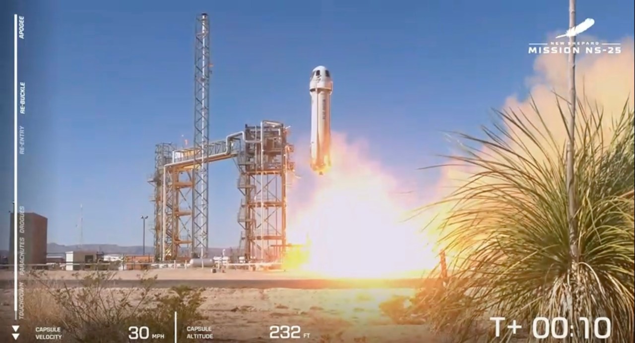 Blue origin successfully launches its first crewed mission since 2022